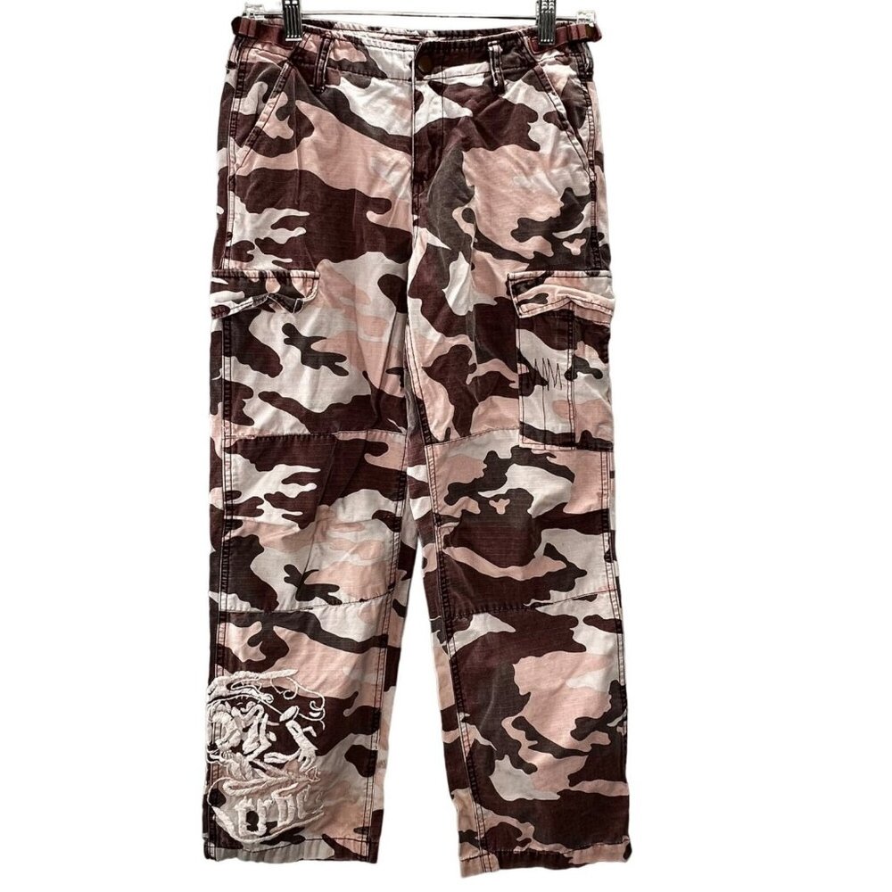 Vintage Da Nang Cargo Pants Camo M Girls 26 in Waist Pink Mauve Camouflage